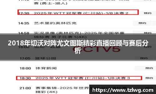 2018年切沃对阵尤文图斯精彩直播回顾与赛后分析